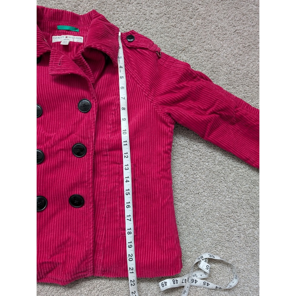 Tommy Hilfiger Pea Coat Women Petite S Corduroy Pink Faux Shearling Lining - Picture 5 of 13